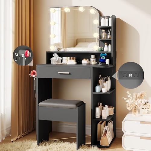Black Vanity, Set with Chair